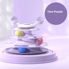 4 Levels Cat Toy Tower Turntable Roller Balls Toys Interactive Intelligence Pets Toys Training Track Puzzle Funny Games Accessories Pet Products (Option: Taro Purple-OPP Bag Packaging)